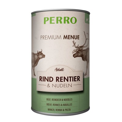 Patée Perro Premium Menue - Adulte Boeuf, Renne & Pâtes