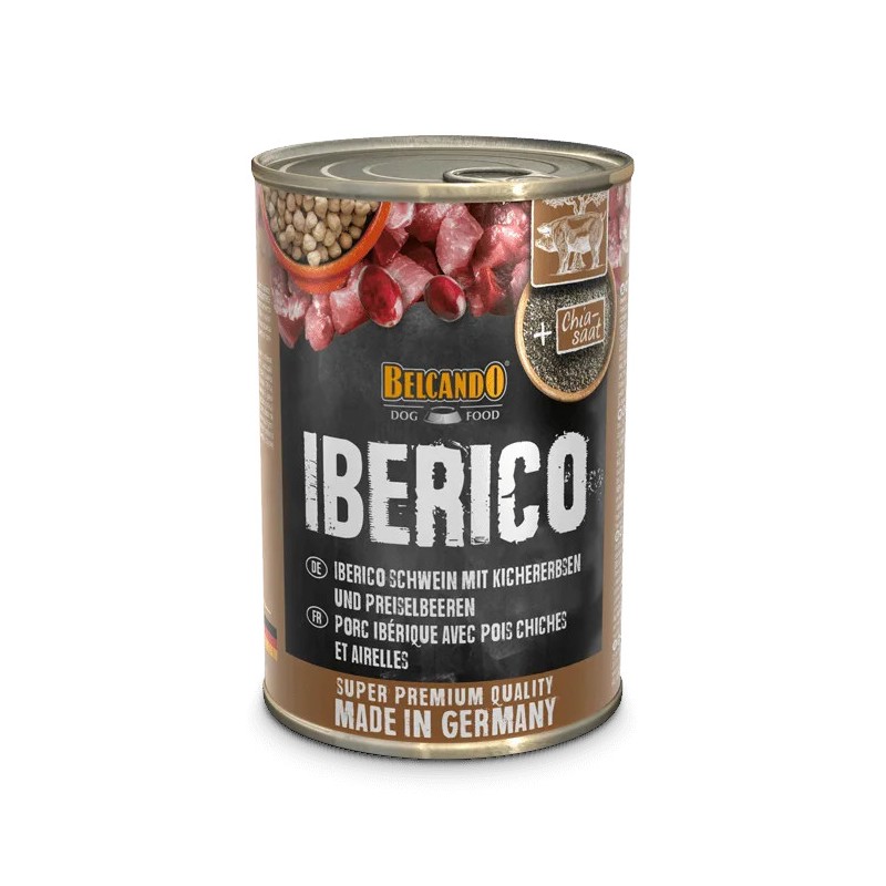 Pâtée au Porc Ibérique avec Pois Chiches & Airelles pour Chien Belcando