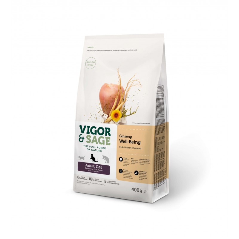 Croquettes Vigor & Sage - Ginseng, poulet & algues marines Croquettes Vigor & Sage - Ginseng, poulet & algues marines