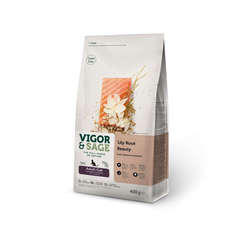 Croquettes Vigor & Sage - Racine de Lys, Saumon & Algues marines Croquettes Vigor & Sage - Racine de Lys, Saumon & Algues marines